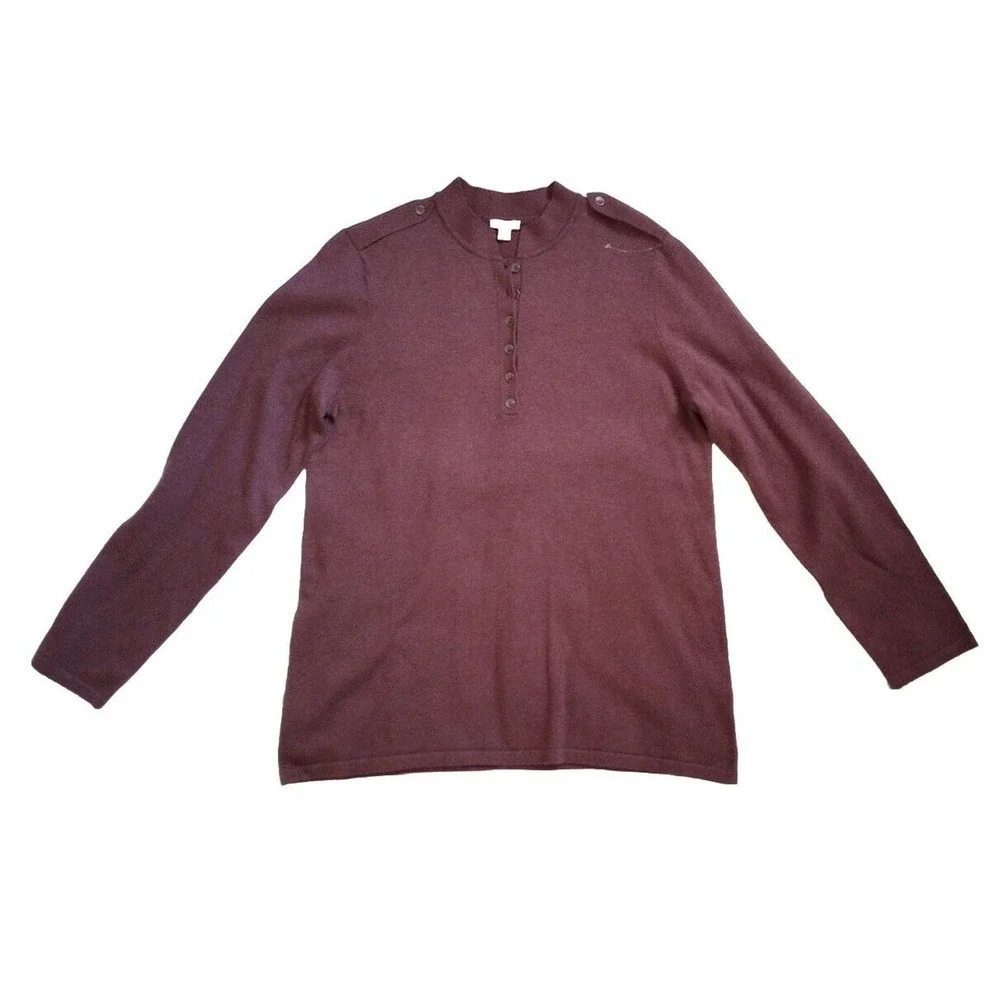 J Jill Silk Blend Top Size L Purple Button Long Sleeve‎ Shirt NWT